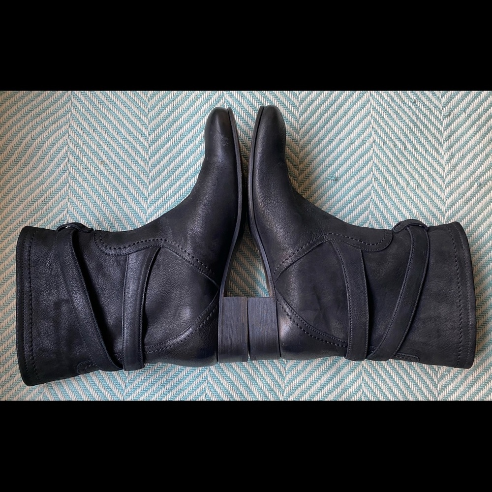 PRADA Black Leather Moto Style Ankle Boots - Picture 4 of 16